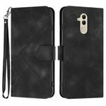 For Huawei Mate 20 lite/Maimang 7 Line Pattern Skin Feel Leather Phone Case(Black)