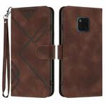 For Huawei Mate 20 Pro Line Pattern Skin Feel Leather Phone Case(Coffee)