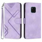 For Huawei Mate 20 Pro Line Pattern Skin Feel Leather Phone Case(Light Purple)