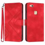 For Huawei P10 Lite Line Pattern Skin Feel Leather Phone Case(Red)