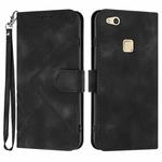 For Huawei P10 Lite Line Pattern Skin Feel Leather Phone Case(Black)
