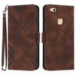 For Huawei P10 Lite Line Pattern Skin Feel Leather Phone Case(Coffee)