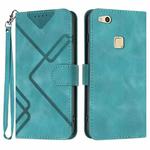 For Huawei P10 Lite Line Pattern Skin Feel Leather Phone Case(Light Blue)