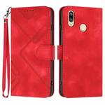 For Huawei P20 lite Line Pattern Skin Feel Leather Phone Case(Red)