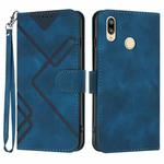 For Huawei P20 lite Line Pattern Skin Feel Leather Phone Case(Royal Blue)