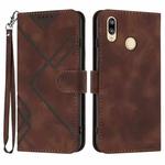For Huawei P20 lite Line Pattern Skin Feel Leather Phone Case(Coffee)