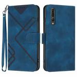 For Huawei P20 Pro Line Pattern Skin Feel Leather Phone Case(Royal Blue)