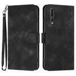 For Huawei P20 Pro Line Pattern Skin Feel Leather Phone Case(Black)