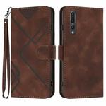 For Huawei P20 Pro Line Pattern Skin Feel Leather Phone Case(Coffee)