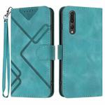 For Huawei P20 Pro Line Pattern Skin Feel Leather Phone Case(Light Blue)