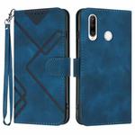 For Huawei P30 lite/nova 4e Line Pattern Skin Feel Leather Phone Case(Royal Blue)