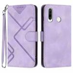 For Huawei P30 lite/nova 4e Line Pattern Skin Feel Leather Phone Case(Light Purple)