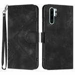 For Huawei P30 Pro Line Pattern Skin Feel Leather Phone Case(Black)