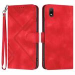For Huawei Y5 2019 Line Pattern Skin Feel Leather Phone Case(Red)