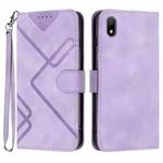 For Huawei Y5 2019 Line Pattern Skin Feel Leather Phone Case(Light Purple)