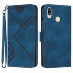 For Huawei Y6 2019 Line Pattern Skin Feel Leather Phone Case(Royal Blue)