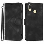 For Huawei Y6 2019 Line Pattern Skin Feel Leather Phone Case(Black)