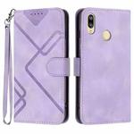 For Huawei Y6 2019 Line Pattern Skin Feel Leather Phone Case(Light Purple)