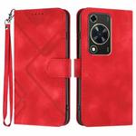 For Huawei Enjoy 70 Line Pattern Skin Feel Leather Phone Case(Red)