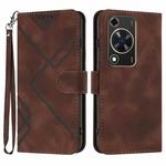 For Huawei Enjoy 70 Line Pattern Skin Feel Leather Phone Case(Coffee)