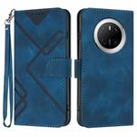 For Huawei Mate 70 Line Pattern Skin Feel Leather Phone Case(Royal Blue)