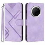 For Huawei Mate 70 Line Pattern Skin Feel Leather Phone Case(Light Purple)