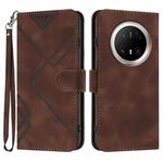 For Huawei Mate 70 Pro / Mate 70 Pro+ Line Pattern Skin Feel Leather Phone Case(Coffee)