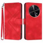 For Huawei nova 12i Line Pattern Skin Feel Leather Phone Case(Red)