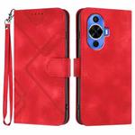 For Huawei nova 12s Line Pattern Skin Feel Leather Phone Case(Red)