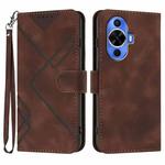 For Huawei nova 12s Line Pattern Skin Feel Leather Phone Case(Coffee)