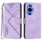 For Huawei nova 12s Line Pattern Skin Feel Leather Phone Case(Light Purple)