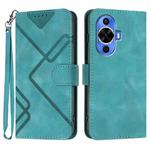 For Huawei nova 12s Line Pattern Skin Feel Leather Phone Case(Light Blue)
