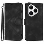 For Huawei Pura 80 5G Line Pattern Skin Feel Leather Phone Case(Black)