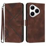 For Huawei Pura 80 5G Line Pattern Skin Feel Leather Phone Case(Coffee)