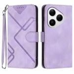 For Huawei Pura 80 5G Line Pattern Skin Feel Leather Phone Case(Light Purple)