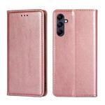 For Samsung Galaxy M14 5G Gloss Oil Solid Color Magnetic Leather Phone Case(Rose Gold)
