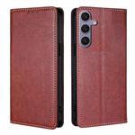 For Samsung Galaxy S24+ 5G Gloss Oil Solid Color Magnetic Leather Phone Case(Brown)