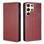 For Samsung Galaxy S24 Ultra 5G Gloss Oil Solid Color Magnetic Leather Phone Case(Brown)