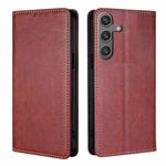 For Samsung Galaxy S24 5G Gloss Oil Solid Color Magnetic Leather Phone Case(Brown)