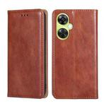 For OnePlus Nord CE 3 Lite 5G Gloss Oil Solid Color Magnetic Leather Phone Case(Brown)