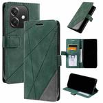 For OPPO A3 4G / 5G Skin Feel Splicing Leather Phone Case(Green)