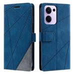 For OPPO Reno13 F 5G Global/ 4G India Skin Feel Splicing Leather Phone Case(Blue)