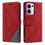 For OPPO Reno13 F 5G Global/ 4G India Skin Feel Splicing Leather Phone Case(Red)