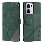 For OPPO Reno13 F 5G Global/ 4G India Skin Feel Splicing Leather Phone Case(Green)
