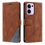For OPPO Reno13 F 5G Global/ 4G India Skin Feel Splicing Leather Phone Case(Brown)