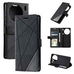 For vivo X90 Pro 5G Skin Feel Splicing Horizontal Flip Leather Phone Case(Black)