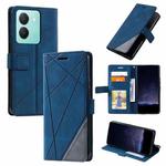 For vivo Y36 Skin Feel Splicing Leather Phone Case(Blue)