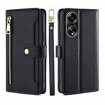 For OPPO A1 5G Sheep Texture Cross-body Zipper Wallet Leather Phone Case(Black)