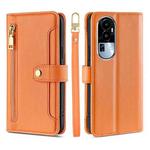 For OPPO Reno10 5G Lite Sheep Texture Cross-body Zipper Wallet Leather Phone Case(Orange)