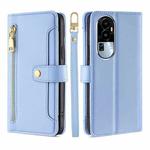 For OPPO Reno10 5G Lite Sheep Texture Cross-body Zipper Wallet Leather Phone Case(Blue)
